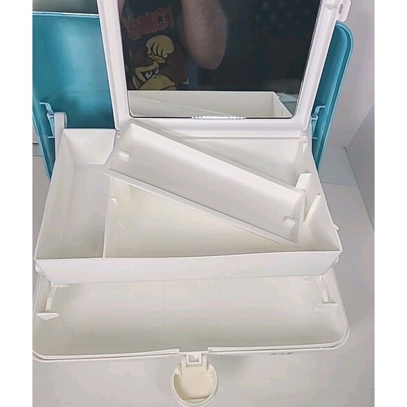 Caboodles On The Go Large Makeup Case Organizer Model 5626 Blue & White EUC - Picture 4 of 9